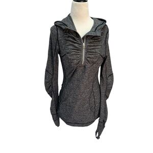 Lululemon Pullover Grey 1/2 Zip Hooded Jacket Size Small